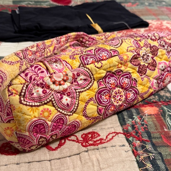 Vera Bradley Yellow and Pink Quilted Bag machine washable approx 9” x 14” - Picture 10 of 13